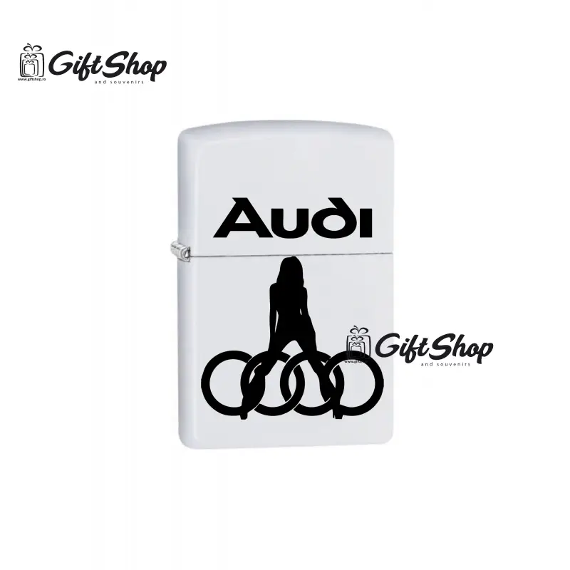 Audi, bricheta metalica gravata laser cu mesaj model 1v